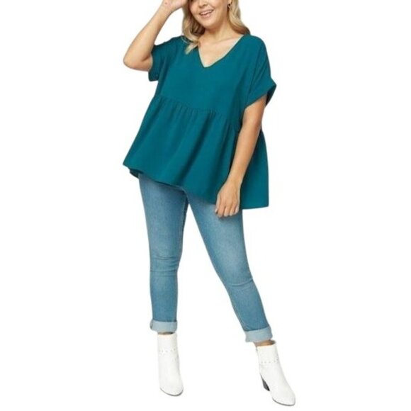 Lane Bryant Tops - NWT Lane Bryant Peplum Babydoll Tunic Top Waffle Knit Green Womens Plus 26/28